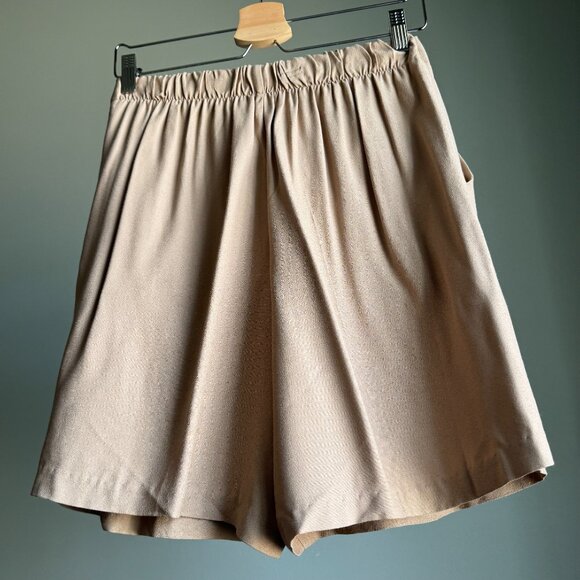 Pleated Wide Leg Shorts S/M 28 Waist Khaki Tan - Picture 11 of 15